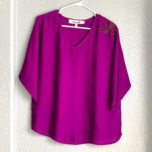 Francesca’s Purple Blouse with Beaded Shoulder